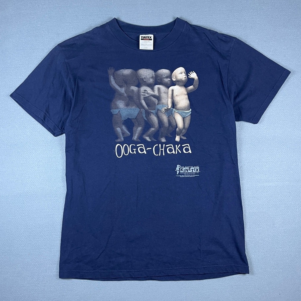Vintage 1998 Dancing Baby Ooga-Chaka T-Shirt Navy Blue Tultex Kinetix Large